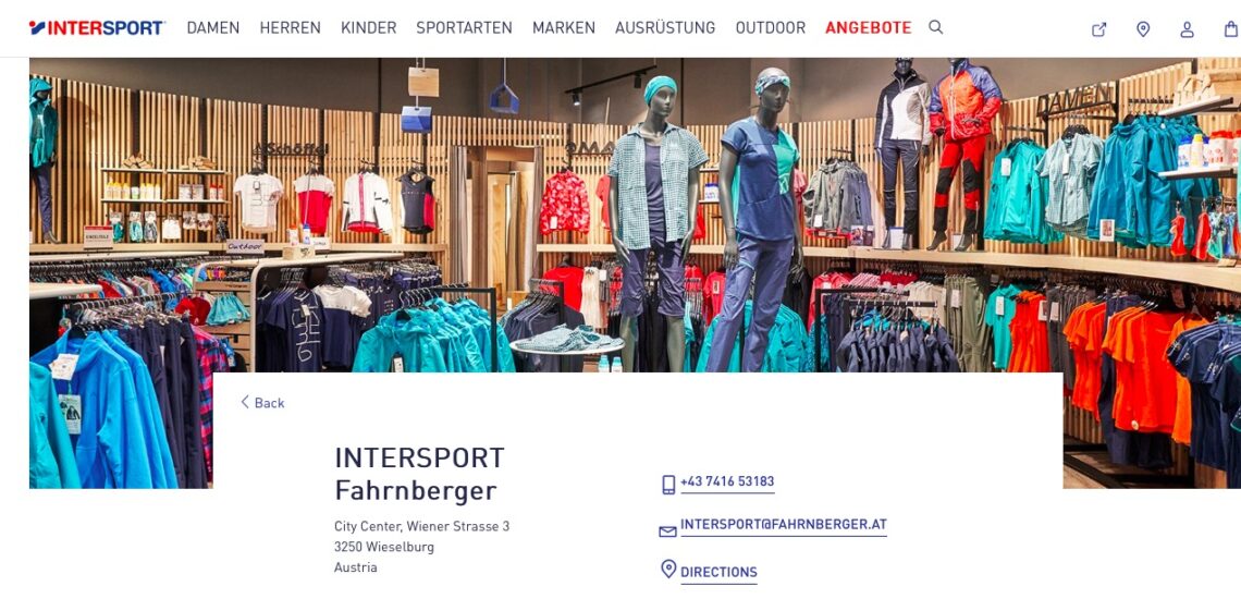 Intersport-Geschäfte haben auch Online-Shops